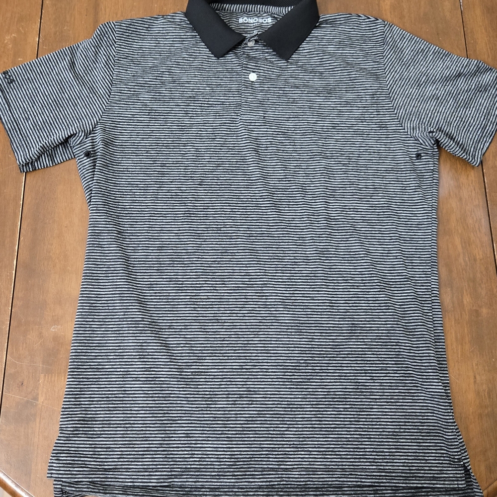 Bonobos Men's Polo Shirt - Black and Gray Stripes